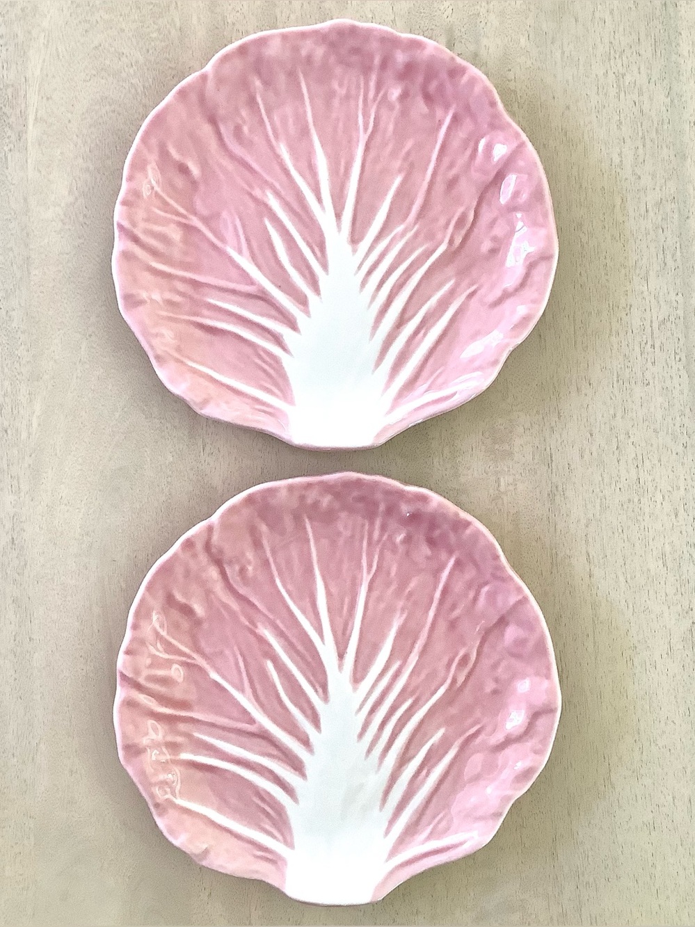 2 Threshold 8.75” Pink Radicchio Leaf Salad Plates